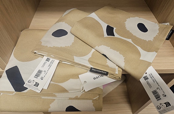 Marimekko Unikko tyynyliina beige-valkoinen puuvilla