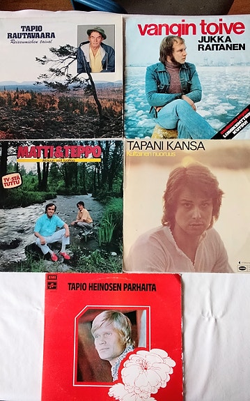 Suomalaisia mies laulajien vinyyli LP:tä 1970-1980 luvuilta EX
