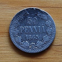 Hopea, 50 penniä 1865, Aleksanteri II