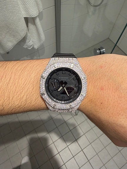 Iced out Casio G-Shock miesten rannekello musta