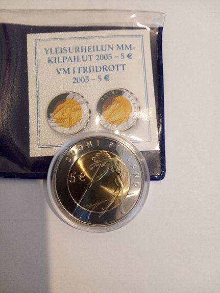 Suomi Finland 5 € juhlaraha yleisurheilun MM-kilpailut 2005