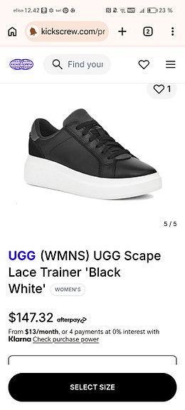UGG Scape tennarit koko 38 musta-valkoinen
