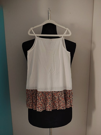 Zara Kids toppi valkoinen kukkakuosi koko 110/116
