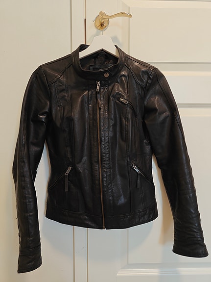 ONLY Fina Leather Jacket naisten nahkatakki musta koko 36