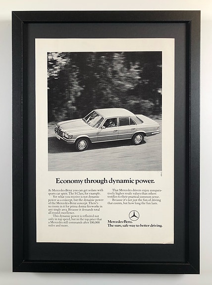Framed 1978 Vintage Mercedes Benz S-Class Original Magazine Advertisement