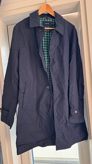 Gant The Rain Coat miesten pitkä takki M sininen kangas