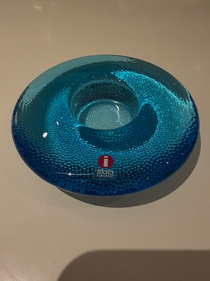 Iittala lasinen kynttilälyhty sininen