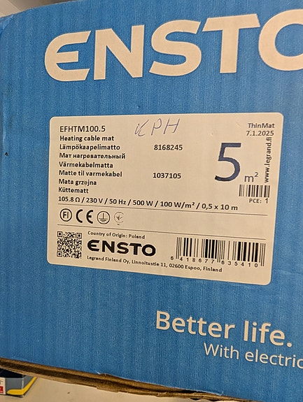 ENSTO THINMAT EFHTM100.5 LÄMPÖKAAPELIMATTO 5m² / 500W
