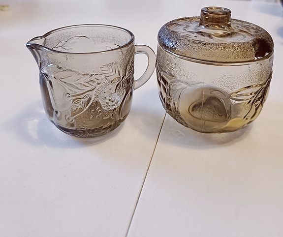 Vintage lasiset sokerikko ja kermakko
