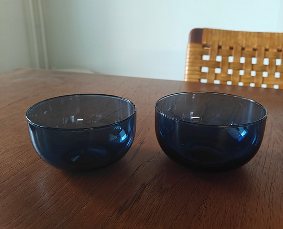 Iittala kulhot sininen lasi 2kpl