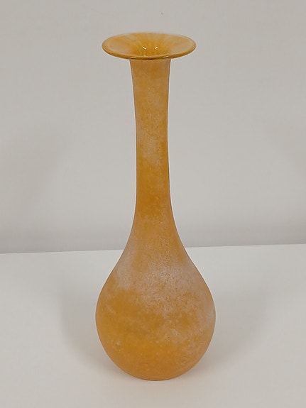 Keltainen lasinen maljakko 33 cm