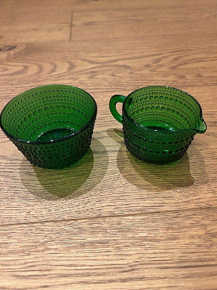 Iittala Kastehelmi sokerikko ja kermakko, vihreät