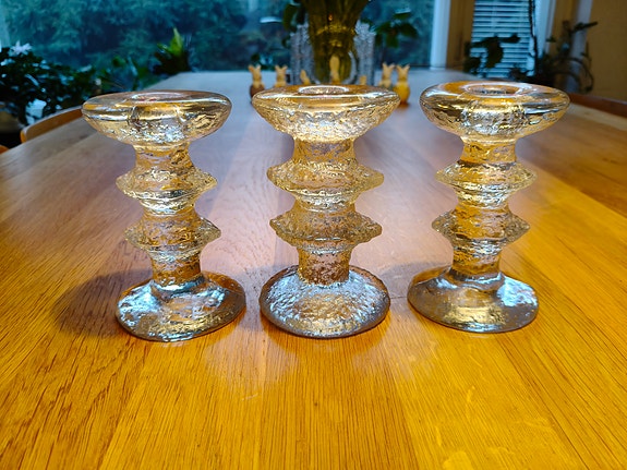Iittala Festivo kynttilänjalat x3, 2-solmu (120mm), yksi signeerattu