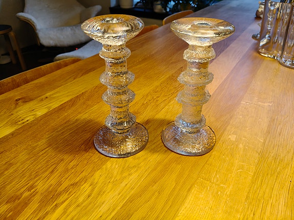 Iittala Festivo kynttilänjalat x2, 4-solmu, Timo Sarpaneva, toinen signeerattu