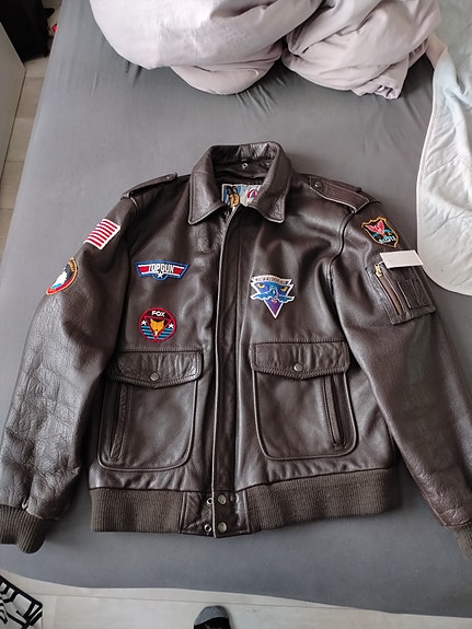 Vanha / vintage top gun nahkatakki/ pilottitakki 80-luvulta