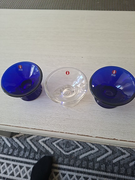 Iittala lasimaljat sininen ja kirkas