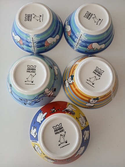 Muumi Uimahyppy,Delfiini,Rantaelämää,Perhe kulhot