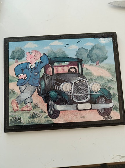Tytti taulu 15 x 20 cm hieno auto