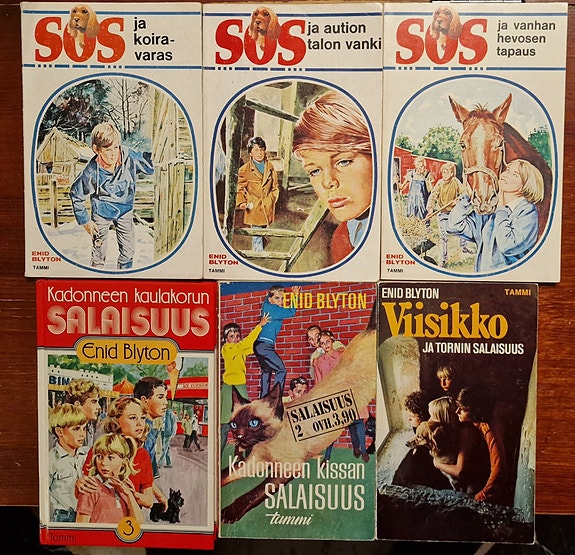 6 Kpl Enid Blyton SOS, Viisikko ja Salaisuus kirjoja.