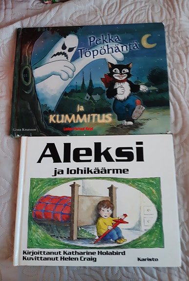 Lastenkirjat Topohäntä ja kummitus  sekä Aleksi ja lohikäärme