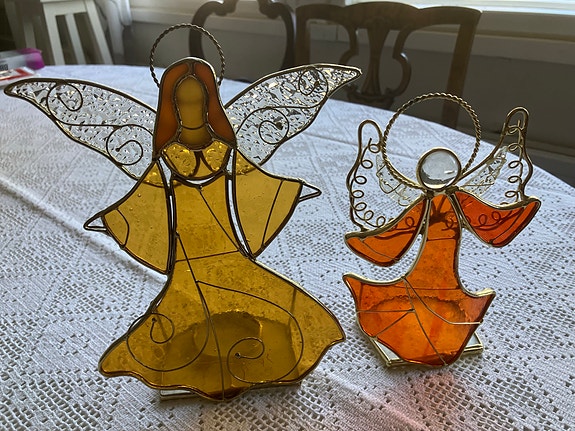 Tiffany enkelit, kynttiläalustalla, 2 kpl