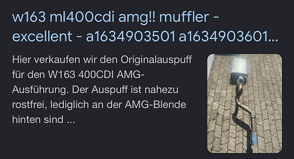 Mercedes Benz W163 400cdi Amg äänenvaimennin