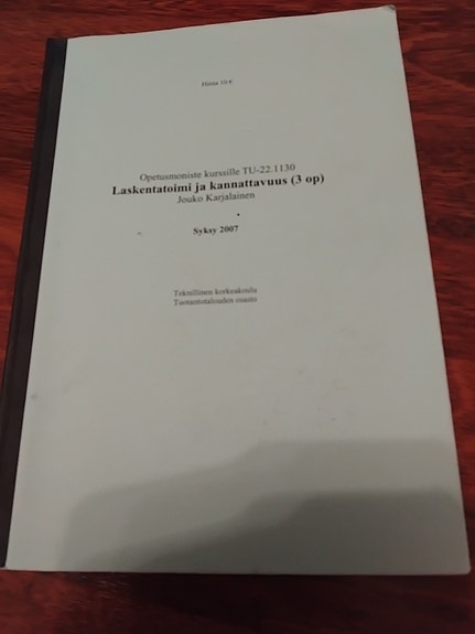 Laskentatoimi ja kannattavuus syksy 2007 m