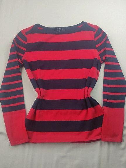 Tommy Hilfiger Raidallinen Pitkähihainen Paita - Punainen/Tummansininen - S/XS