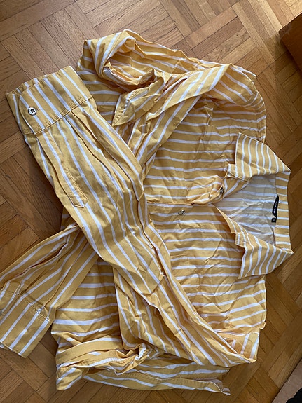 Marimekko puuvilla keltavalkoinen miesten paita