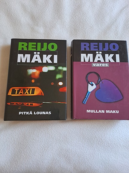 Reijo Mäki Vares -dekkarit Pitkä lounas ja Mullan maku kovakantiset kirjat