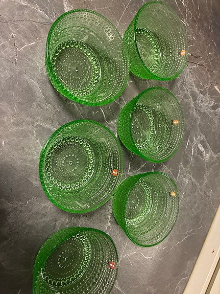 Iittala Kastehelmi kulhot omenanvihreä lasi