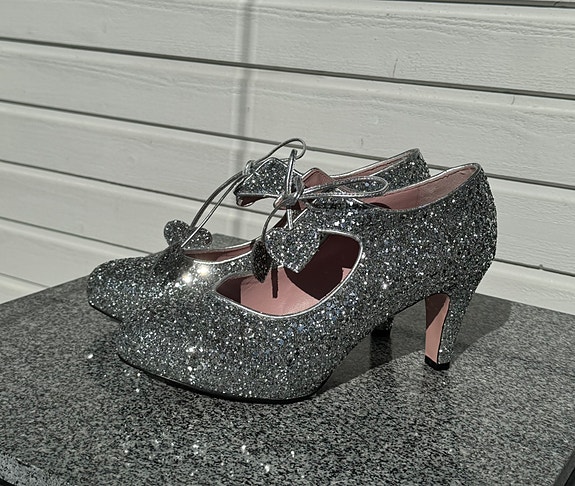 Minna Parikka Jodie silver glitter korkokengät, koko 42