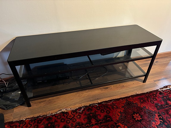 Ikea Gettorp tv-taso / sohvapöytä musta metalli/lasi
