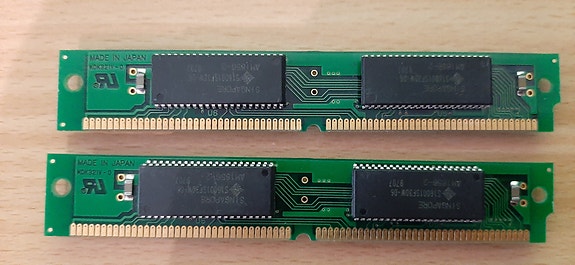 2 kpl 1 MB 30-pin SIMM RAM (60ns) – Retro-tietokoneisiin