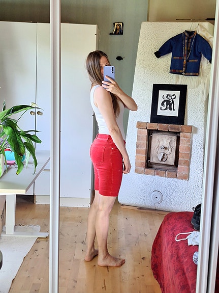 Punaiset vintage shortsit, S