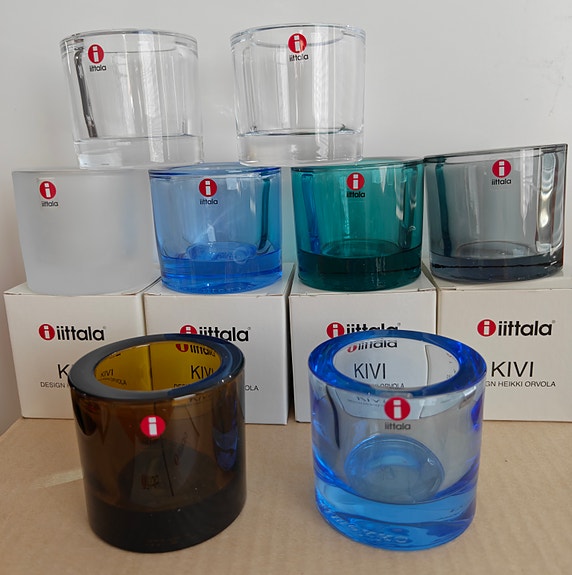 Iittala Kiviä tuikku mm oliivi, kirkas, sininen, matta