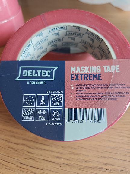 Deltec Masking Tape Extreme maalarinteippi 24 mm x 50 m punainen