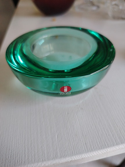 Iittala lasinen kynttilänjalka vihreä