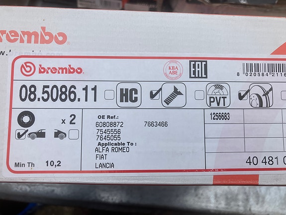 Fiat Punto 80 1.2 16V Etujarrulevyt 257mm Brembo 00-07