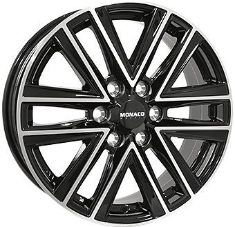 8X18 6X130 ET50 KR84.1 MONACO WHEELS VT1 Gloss Black Polished 1250kg