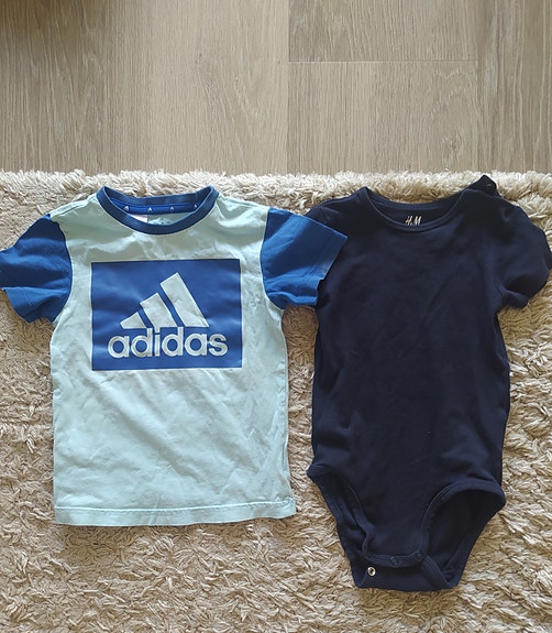 Adidas t-paita + h&m t-paita body 98