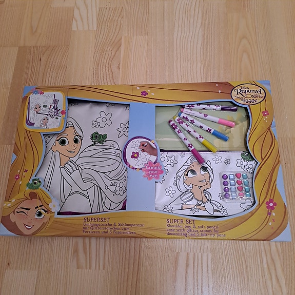 Disney/Tähkäpään laukku +penaali -askartelusetti (uusi)