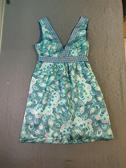 H&M Riikinkukko Mini-mekko - Sinivihreä - 40 (M/L) - Kesä / Festarit
