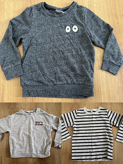 3 kpl paita/college setti koko 98 (Guppy, Zara, Muji)