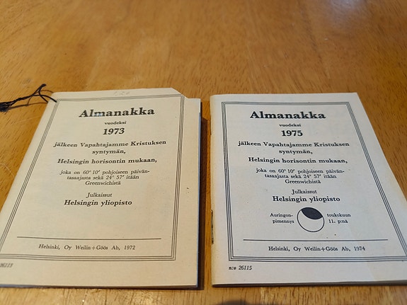 Helsingin yliopisto Almanakka 1973 + 1975