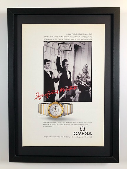 Framed 1988 Vintage Omega Constellation Watch Original Magazine Advertisement
