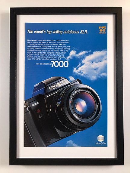 Framed 1988 Vintage Minolta 7000 Camera Original Magazine Advertisement