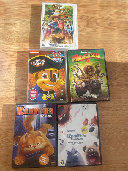 Lasten DVD-elokuvapaketti Heinämäki Paw Patrol Madagascar 2 Karvinen ym