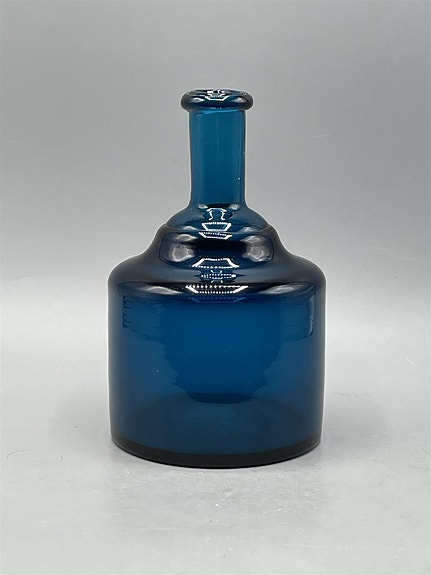 Riihimäen lasi taidelasipullo sininen