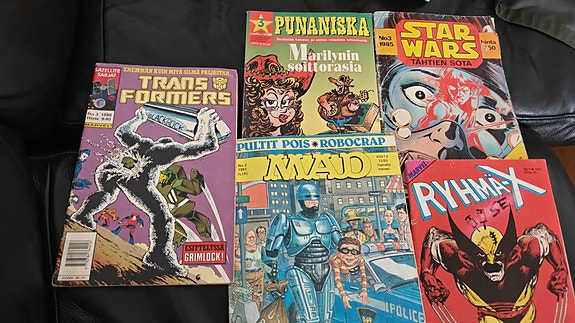 Vintage-sarjakuvakokoelma X-men, MAD, Transformers ym.